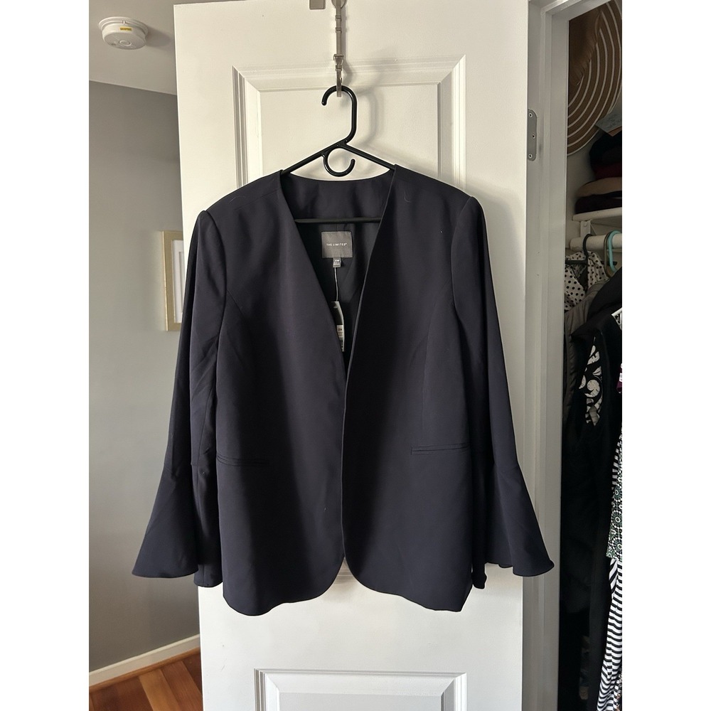The Limited Collection NWT Open Front Blazer Plus Size 20W Navy Bell Sleeves